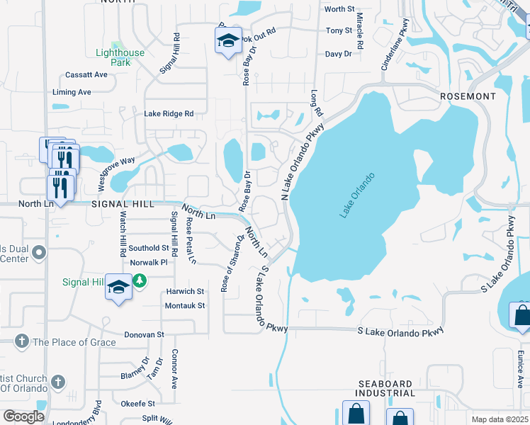 map of restaurants, bars, coffee shops, grocery stores, and more near 4408 Beaumont Drive in Orlando