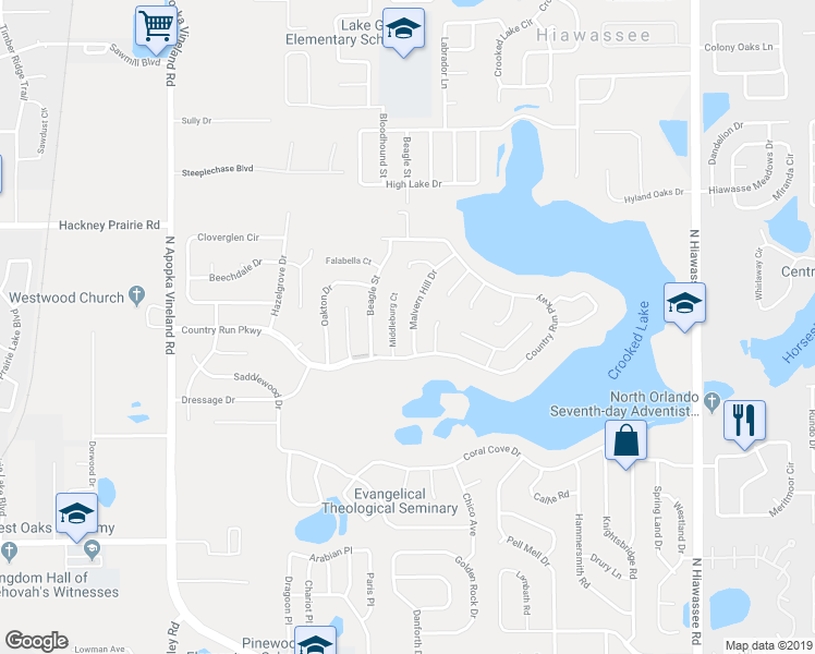 map of restaurants, bars, coffee shops, grocery stores, and more near 4426 Malvern Hill Drive in Orlando