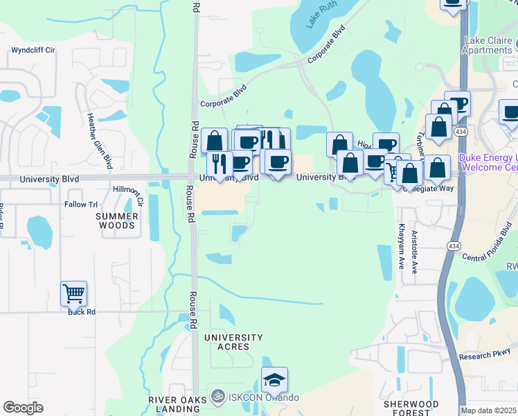 map of restaurants, bars, coffee shops, grocery stores, and more near 3303 Arden Villas Boulevard in Orlando