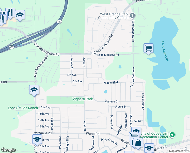 map of restaurants, bars, coffee shops, grocery stores, and more near 969 Satin Leaf Circle in Ocoee