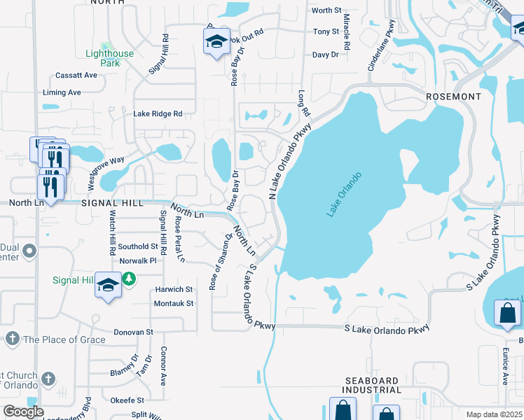 map of restaurants, bars, coffee shops, grocery stores, and more near 4408 Beaumont Drive in Orlando