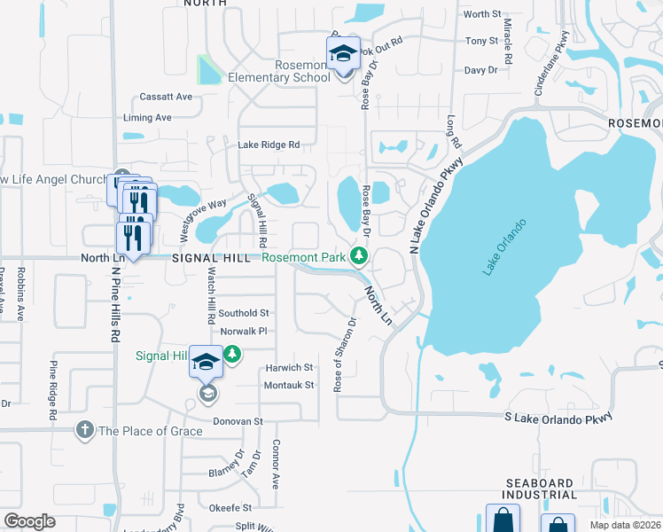 map of restaurants, bars, coffee shops, grocery stores, and more near 4582 Pheasant Run Drive in Orlando