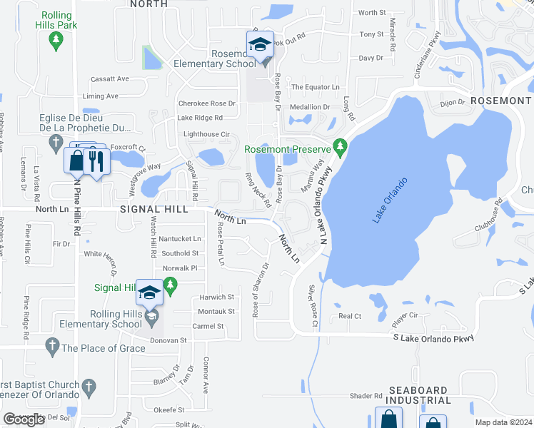 map of restaurants, bars, coffee shops, grocery stores, and more near in Orlando