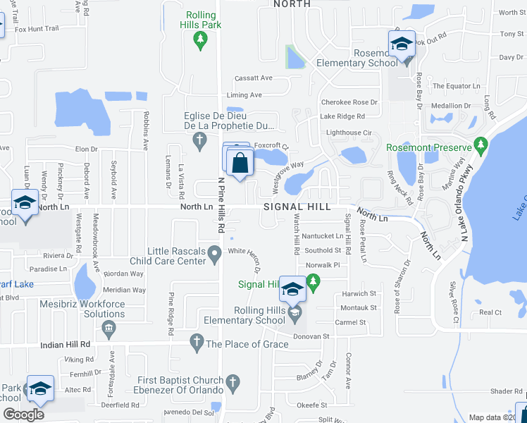 map of restaurants, bars, coffee shops, grocery stores, and more near 5000 North Lane in Orlando