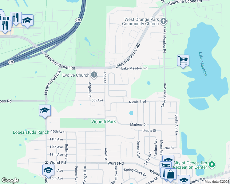 map of restaurants, bars, coffee shops, grocery stores, and more near 969 Satin Leaf Circle in Ocoee