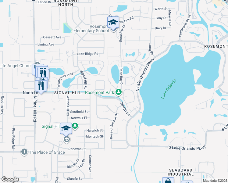 map of restaurants, bars, coffee shops, grocery stores, and more near 4582 Pheasant Run Drive in Orlando