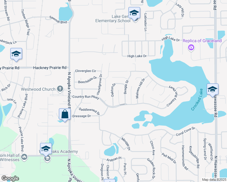 map of restaurants, bars, coffee shops, grocery stores, and more near 4449 Oakton Drive in Orlando