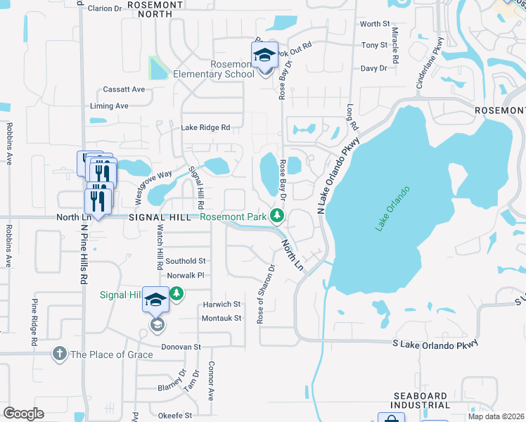 map of restaurants, bars, coffee shops, grocery stores, and more near 4409 Prairie Court in Orlando
