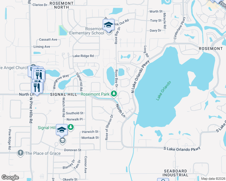 map of restaurants, bars, coffee shops, grocery stores, and more near 4425 Ring Neck Road in Orlando