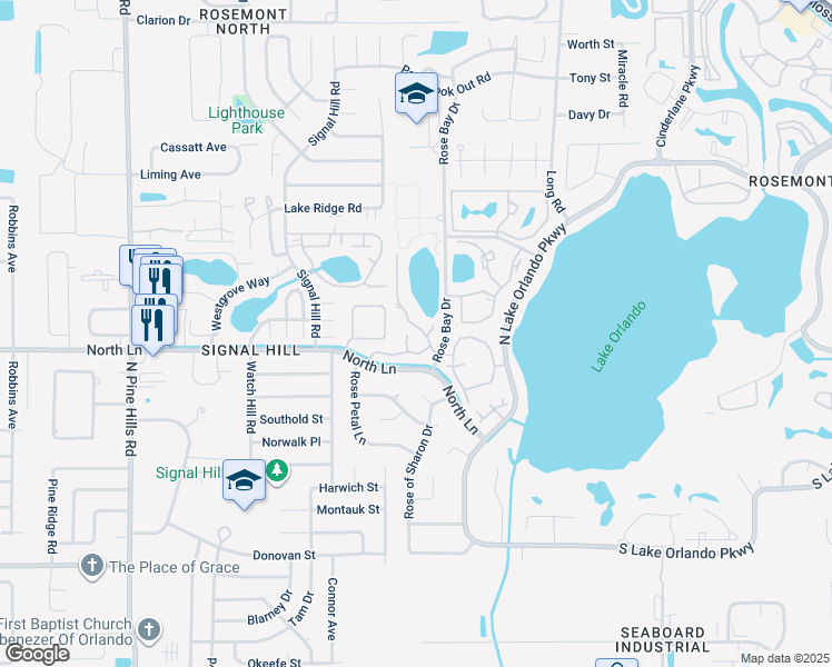 map of restaurants, bars, coffee shops, grocery stores, and more near 4422 Ring Neck Road in Orlando