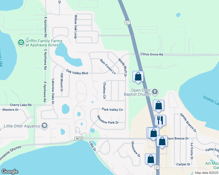 map of restaurants, bars, coffee shops, grocery stores, and more near 1120 Blackjack Ridge Street in Minneola
