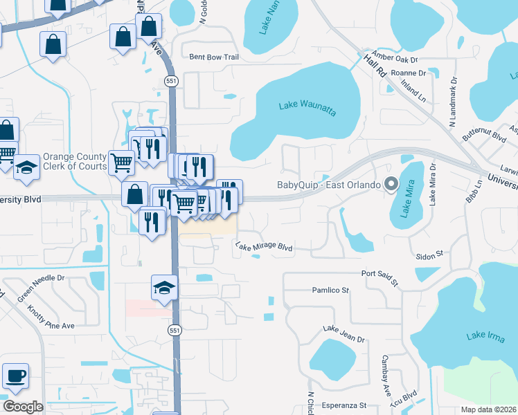 map of restaurants, bars, coffee shops, grocery stores, and more near in Goldenrod