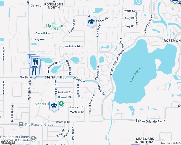 map of restaurants, bars, coffee shops, grocery stores, and more near 4504 Ring Neck Road in Orlando