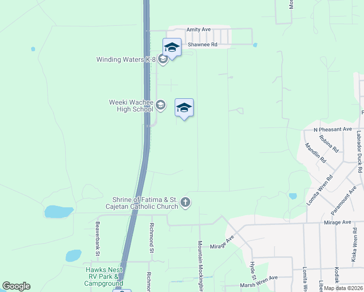 map of restaurants, bars, coffee shops, grocery stores, and more near 12005 Wimbleton Avenue in Brooksville
