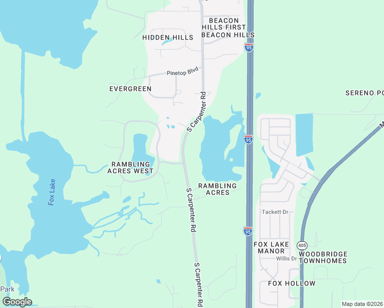 map of restaurants, bars, coffee shops, grocery stores, and more near 1415 South Carpenter Road in Titusville