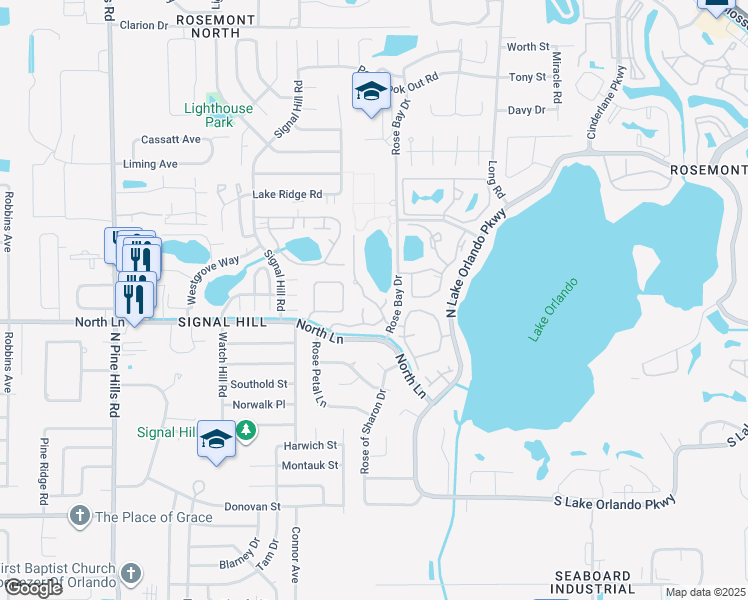 map of restaurants, bars, coffee shops, grocery stores, and more near 4504 Ring Neck Road in Orlando
