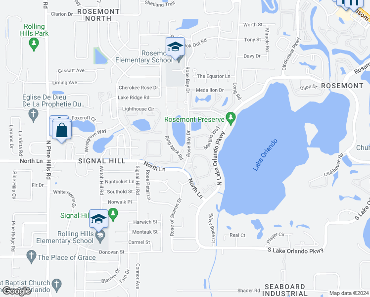 map of restaurants, bars, coffee shops, grocery stores, and more near 4429 Ring Neck Road in Orlando