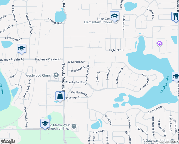map of restaurants, bars, coffee shops, grocery stores, and more near 4531 Hazelgrove Drive in Orlando