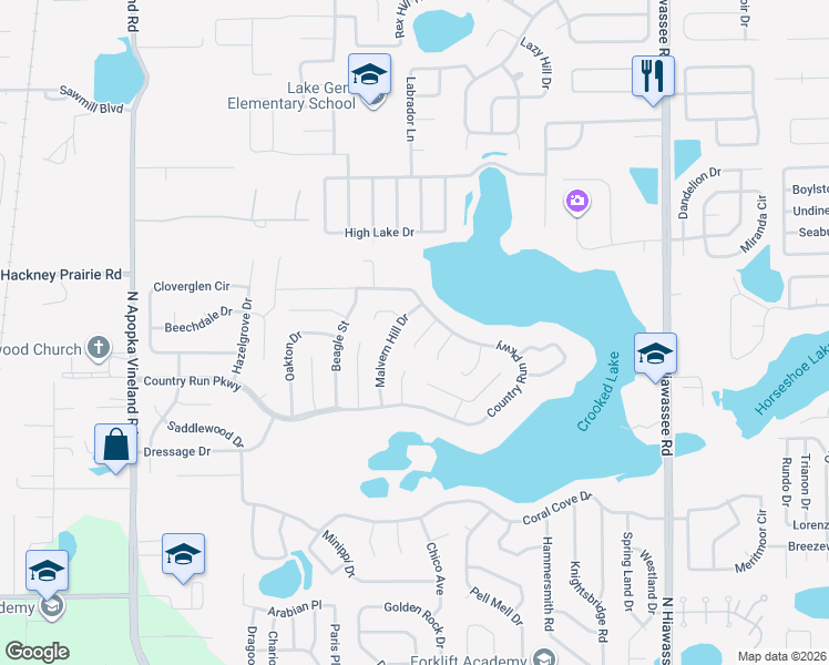 map of restaurants, bars, coffee shops, grocery stores, and more near 4528 Ashtubula Court in Orlando