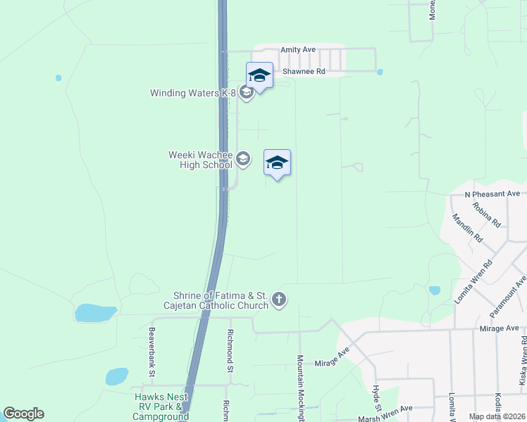 map of restaurants, bars, coffee shops, grocery stores, and more near 12005 Wimbleton Avenue in Brooksville