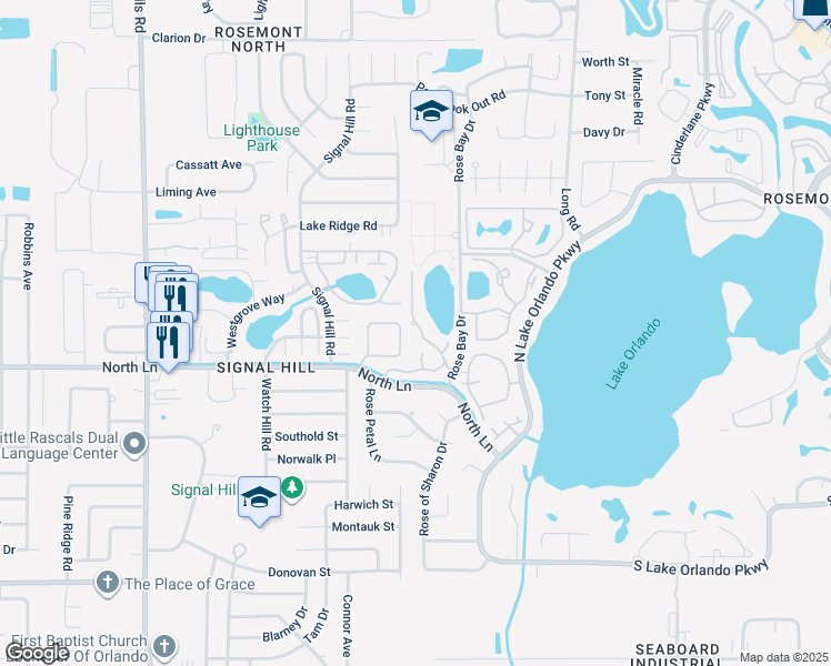 map of restaurants, bars, coffee shops, grocery stores, and more near 4504 Ring Neck Road in Orlando