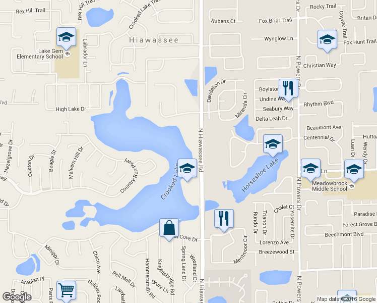 map of restaurants, bars, coffee shops, grocery stores, and more near 4510 North Hiawassee Road in Orlando