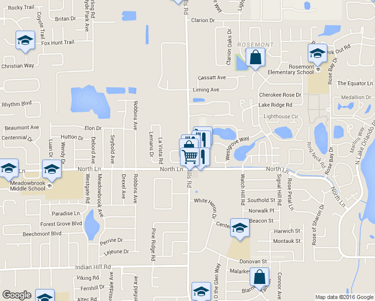 map of restaurants, bars, coffee shops, grocery stores, and more near 5204 Bonnie Brae Circle in Orlando