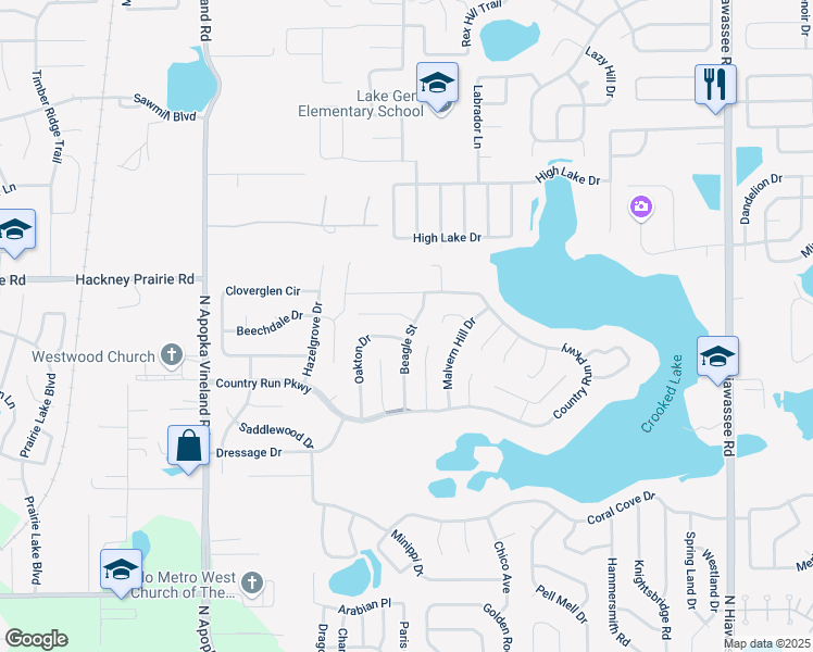 map of restaurants, bars, coffee shops, grocery stores, and more near 4568 Oakton Drive in Orlando