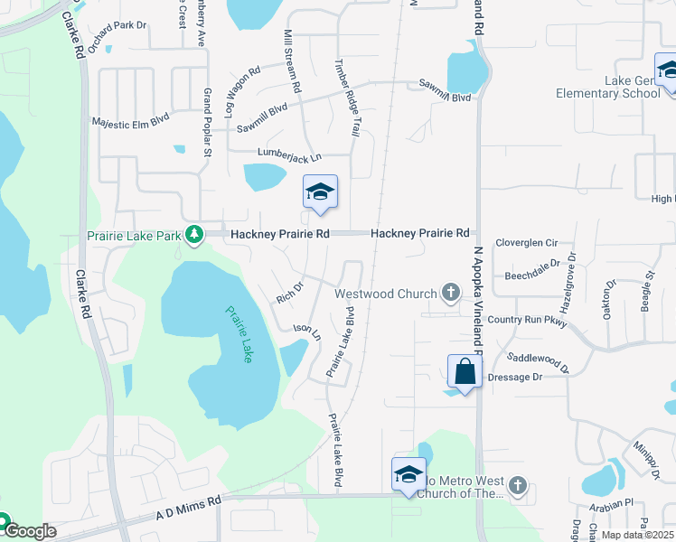 map of restaurants, bars, coffee shops, grocery stores, and more near 501 Hager Drive in Ocoee