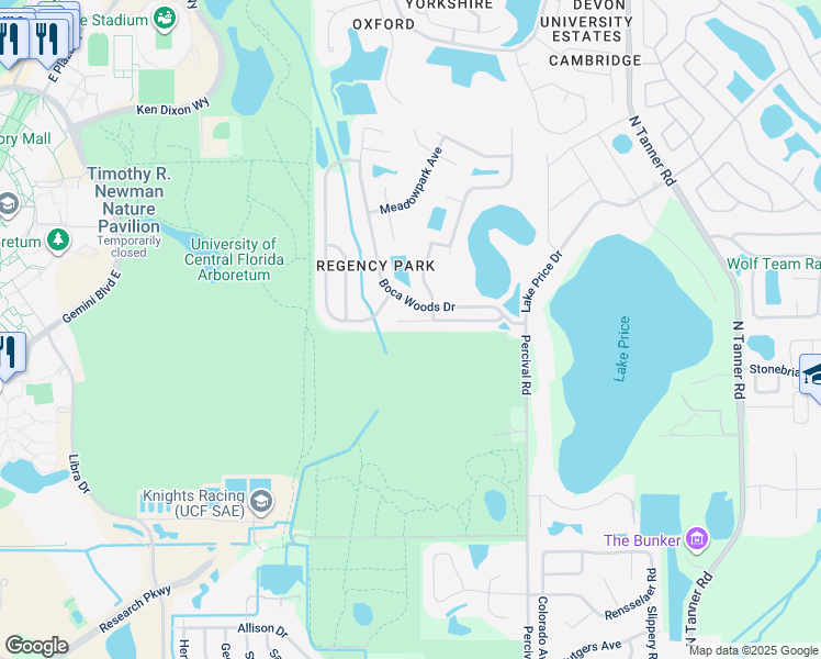 map of restaurants, bars, coffee shops, grocery stores, and more near 13724 Riverpath Grove Drive in Orlando