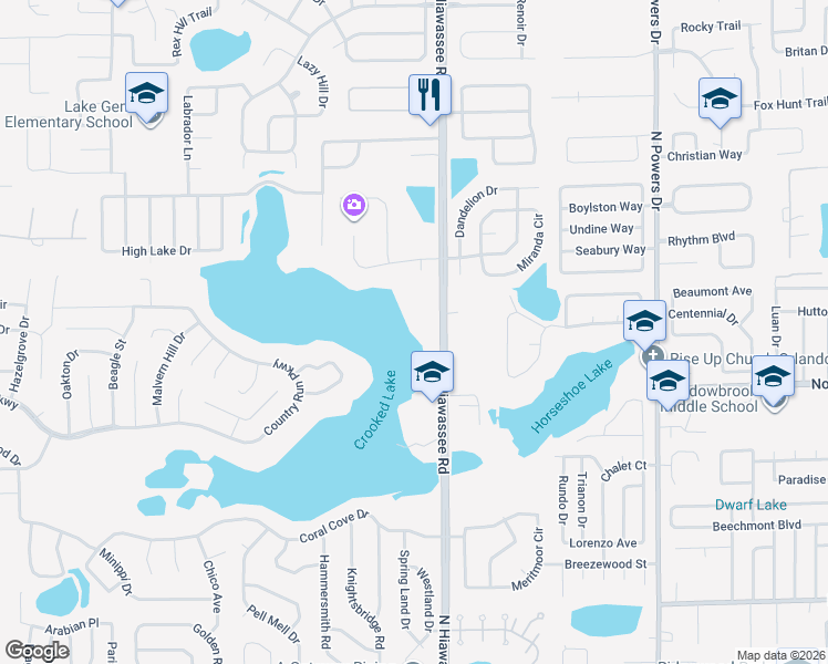 map of restaurants, bars, coffee shops, grocery stores, and more near 4510 North Hiawassee Road in Orlando
