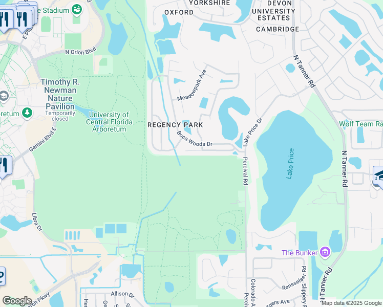 map of restaurants, bars, coffee shops, grocery stores, and more near 13724 Riverpath Grove Drive in Orlando
