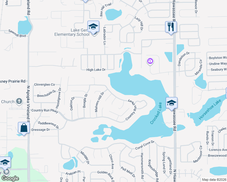 map of restaurants, bars, coffee shops, grocery stores, and more near 4542 Gallberry Court in Orlando