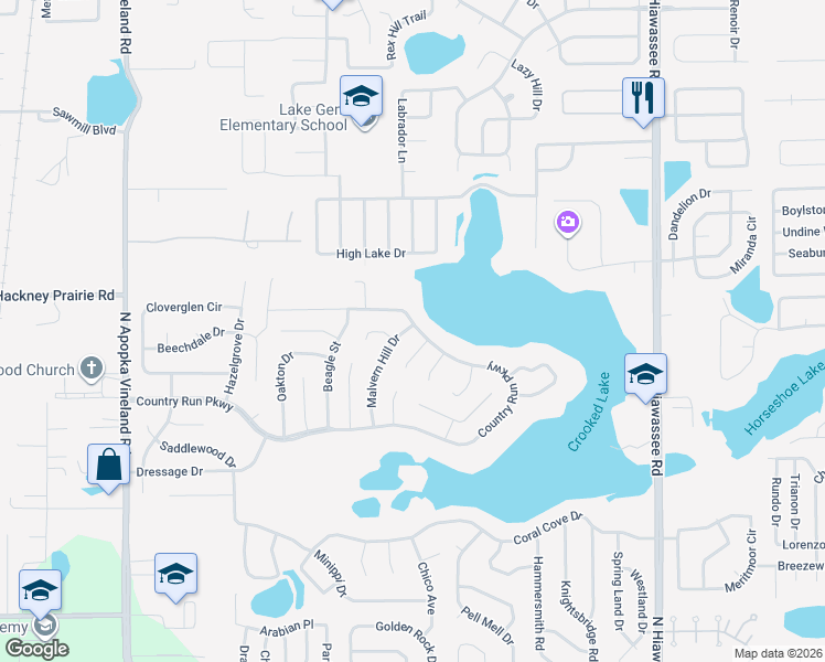 map of restaurants, bars, coffee shops, grocery stores, and more near 4528 Ashtubula Court in Orlando