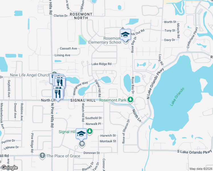 map of restaurants, bars, coffee shops, grocery stores, and more near 4788 Lighthouse Circle in Orlando
