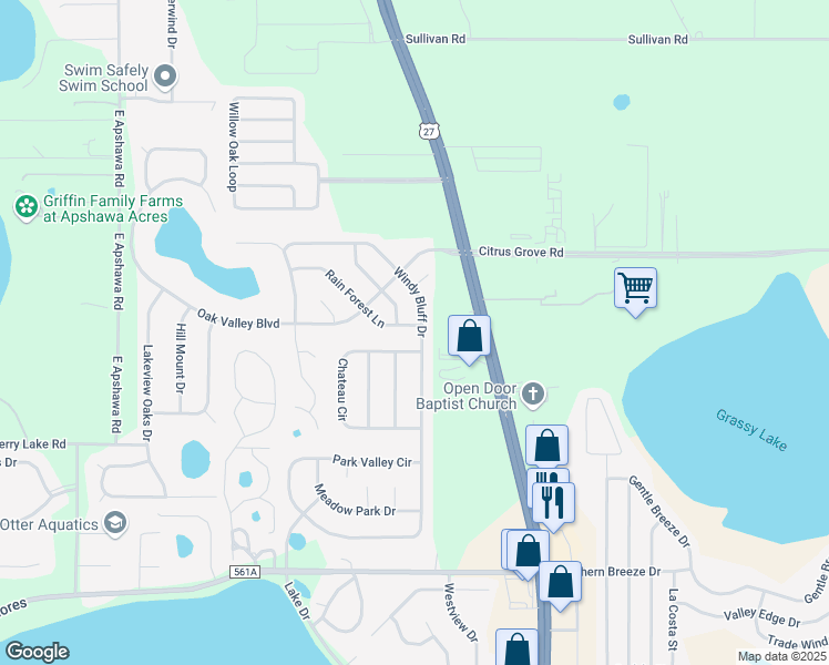 map of restaurants, bars, coffee shops, grocery stores, and more near 1202 Rain Forest Lane in Minneola