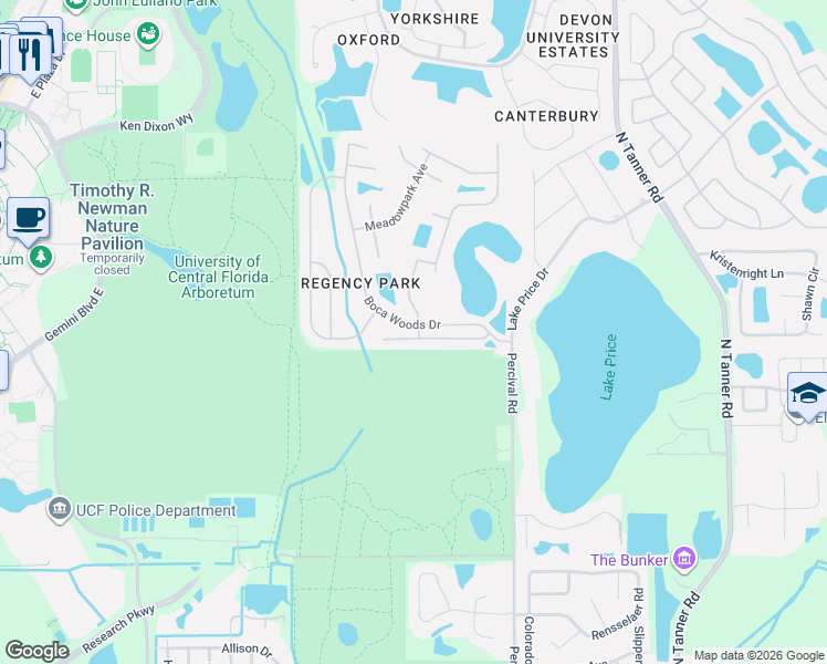 map of restaurants, bars, coffee shops, grocery stores, and more near 4051 Boca Woods Drive in Orlando