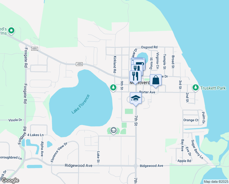 map of restaurants, bars, coffee shops, grocery stores, and more near 16738 Porter Avenue in Montverde