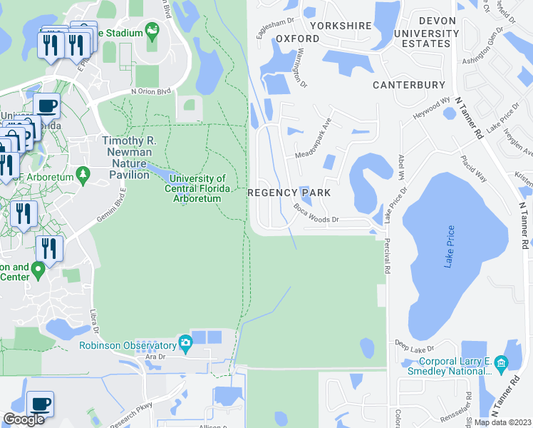 map of restaurants, bars, coffee shops, grocery stores, and more near 4018 Coralbrooke Grove in Orlando