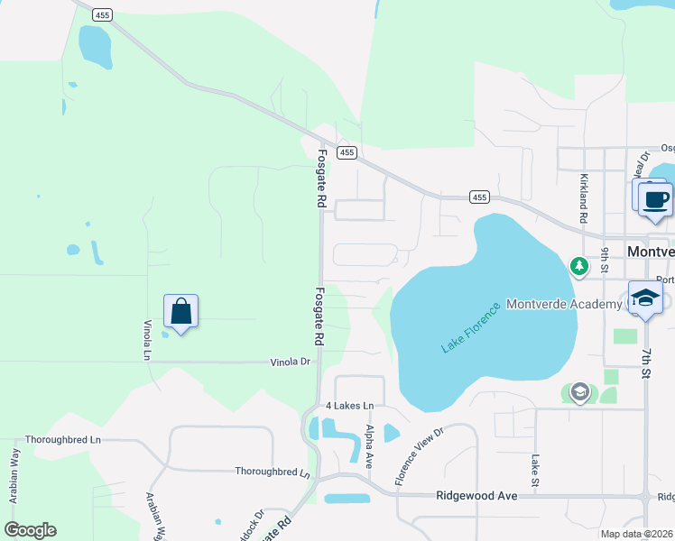 map of restaurants, bars, coffee shops, grocery stores, and more near 16181 Hillside Circle in Montverde