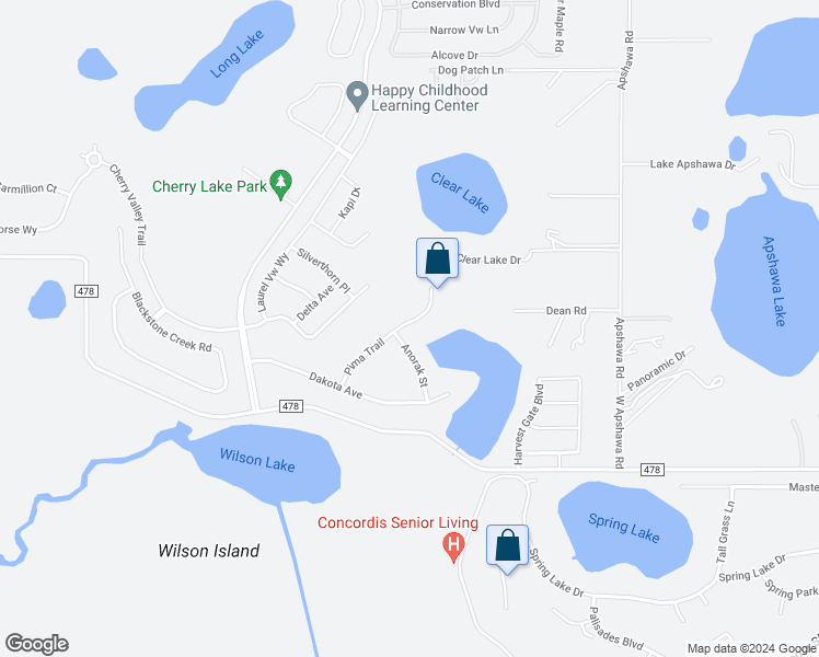map of restaurants, bars, coffee shops, grocery stores, and more near 244 Pima Trail in Groveland