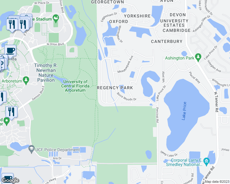 map of restaurants, bars, coffee shops, grocery stores, and more near 4114 Boca Woods Drive in Orlando