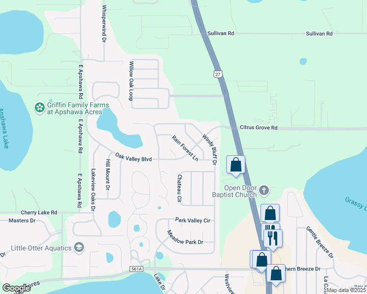 map of restaurants, bars, coffee shops, grocery stores, and more near 1310 Windy Meadow Drive in Minneola