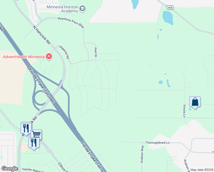 map of restaurants, bars, coffee shops, grocery stores, and more near 15025 Vinola Place in Montverde