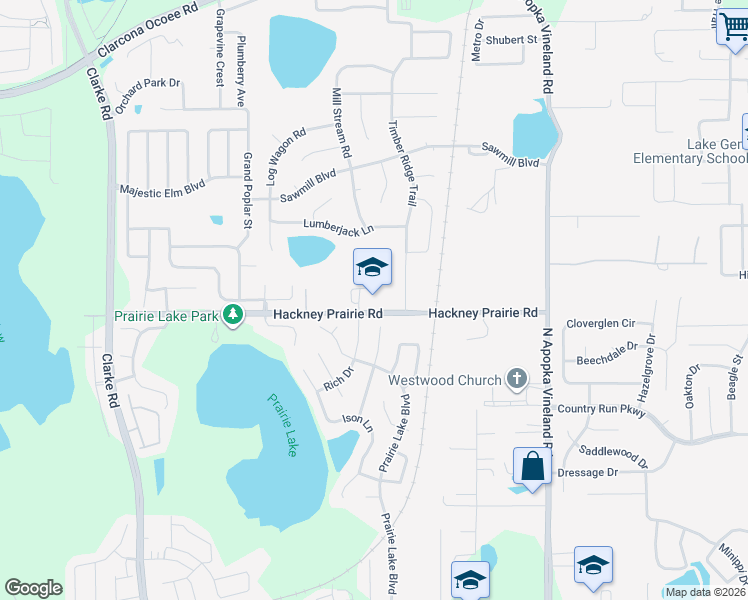 map of restaurants, bars, coffee shops, grocery stores, and more near 8723 Hackney Prairie Road in Orlando
