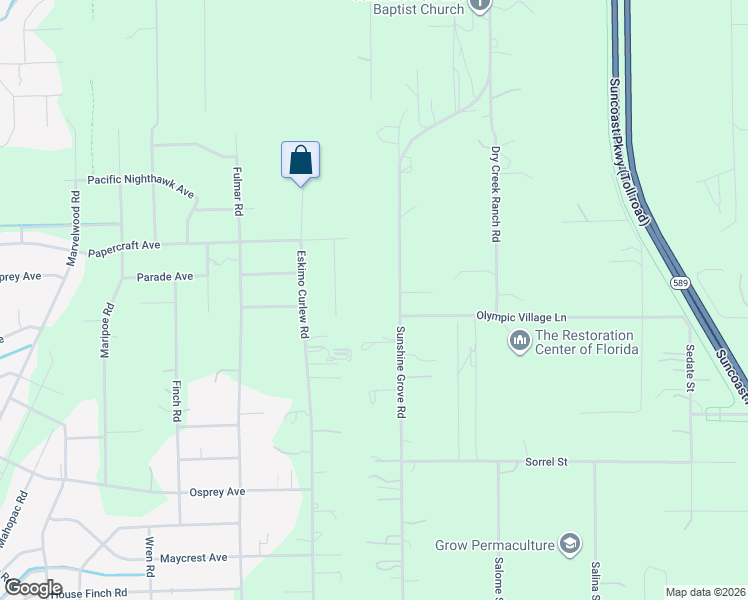 map of restaurants, bars, coffee shops, grocery stores, and more near 12125 Sunshine Grove Road in Brooksville