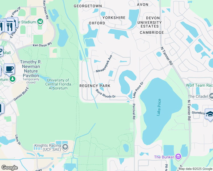 map of restaurants, bars, coffee shops, grocery stores, and more near 4108 King Edward Drive in Orlando