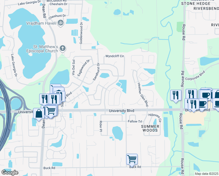 map of restaurants, bars, coffee shops, grocery stores, and more near 10604 Sun Villa Boulevard in Orlando