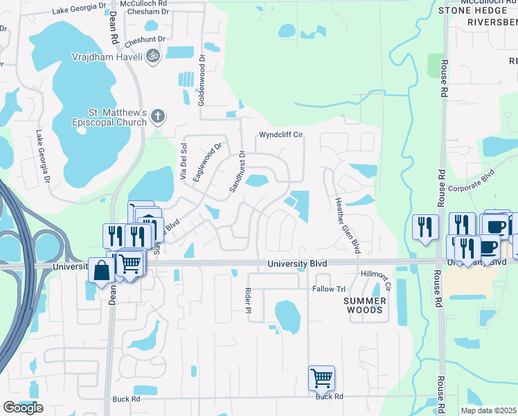map of restaurants, bars, coffee shops, grocery stores, and more near 10604 Sun Villa Boulevard in Orlando