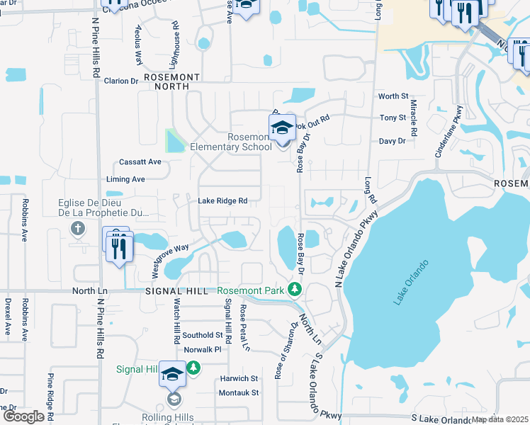 map of restaurants, bars, coffee shops, grocery stores, and more near 4620 Lighthouse Circle in Orlando